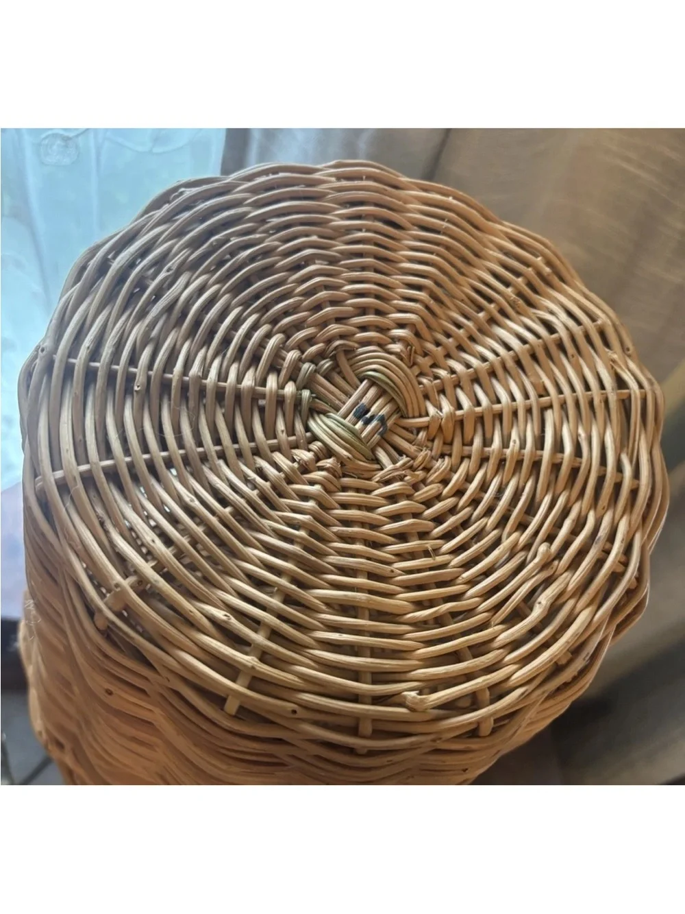Antique Vintage Handwoven Rattan Decorative Vase Natural Tan Coastal Boho 18”